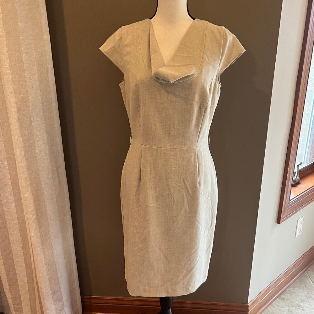 Calvin Klein Tan Dress, Cap Sleeve, Office or Church, Size 8